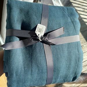 1 Pottery Barn Belgian Linen Drape with Blackout Lining. Riviera Blue